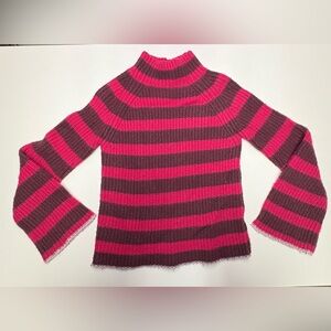 Maeve By Anthropologie Women’s Small Stripe Bell Sleeve Wool Blend Cowl Sweater